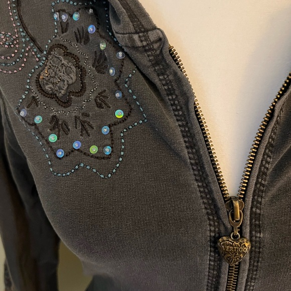 Vertigo Paris Grey embellished sweatshirt Large worn once hoodie - Picture 8 of 12